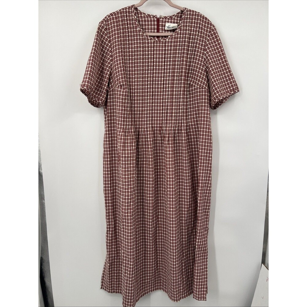 Vintage Kathie Lee Women’s 18W Midi Dress Plaid Summer Dress